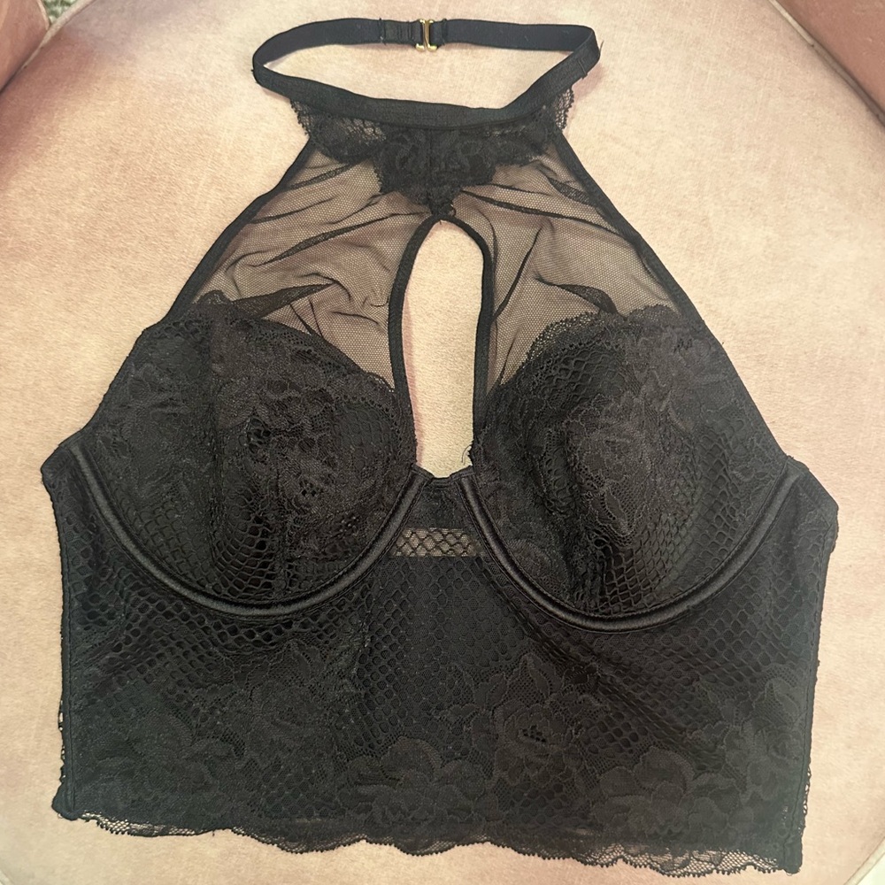 Sold  Black Lace Halter Bralette